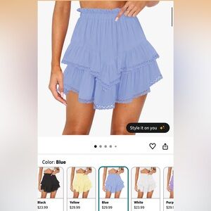 Tiered Ruffle Mini Skirt in Light Blue